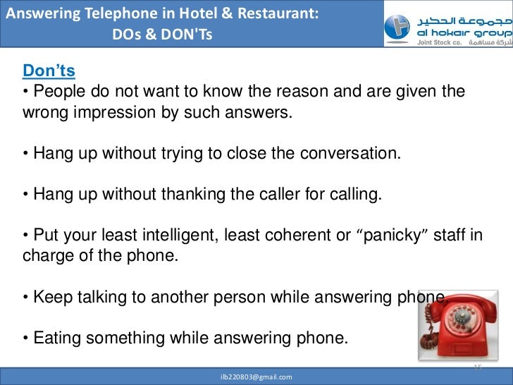 Do and don ts in telephone conversation